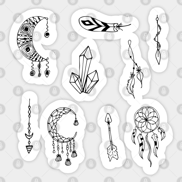 Boho Black and White Sticker Pack 2 Sticker by MysticMagpie